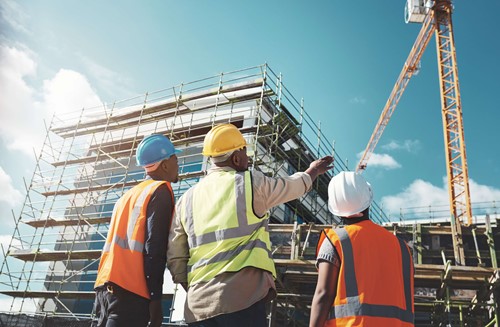 construction workers instructing on a site 
